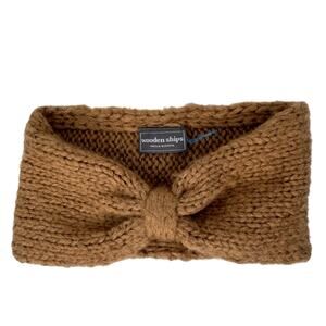 Wooden Ships Brown Headband Chunky Knitted Twist Winter Ear Warmer Knot Hair 9x5